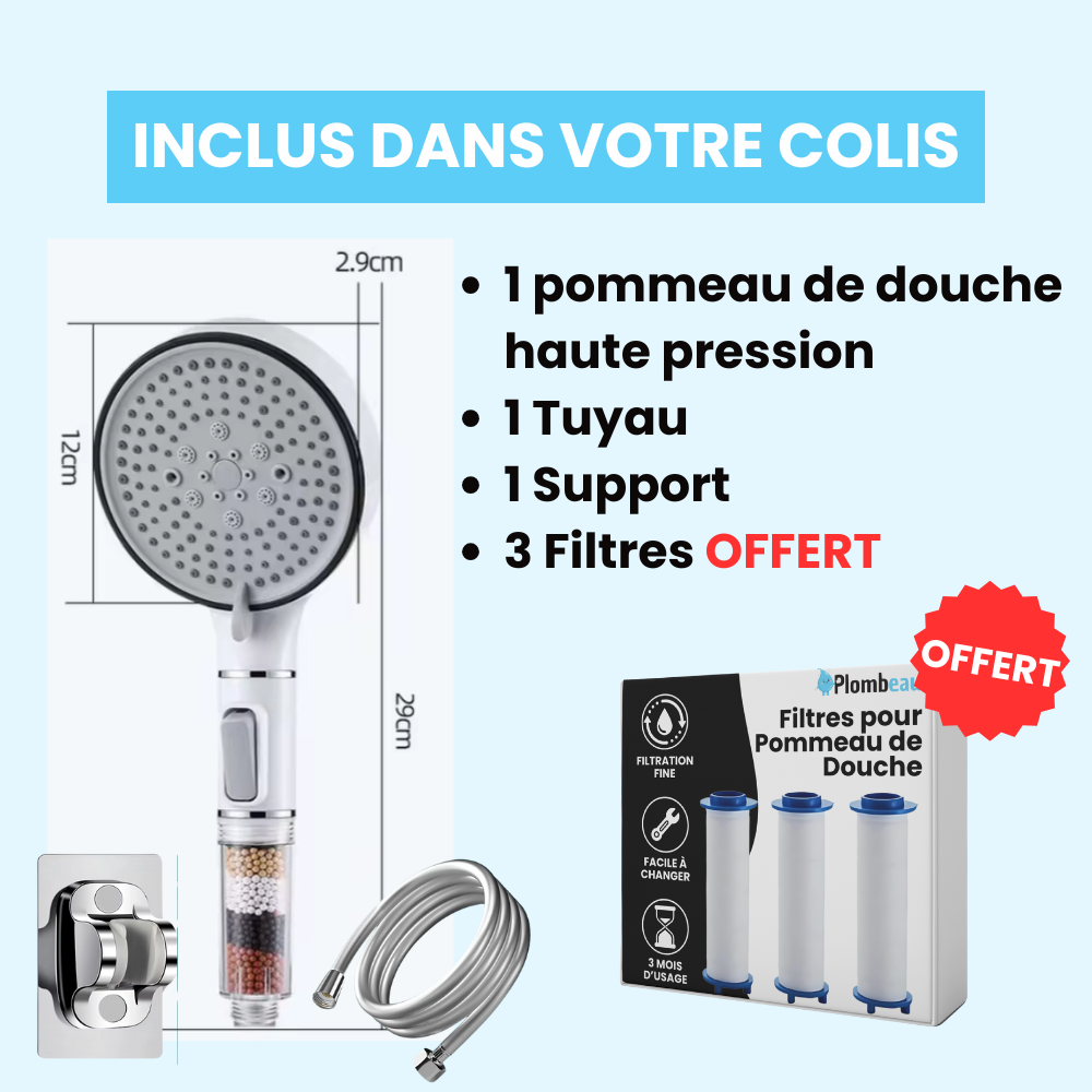 Pommeau de Douche Anti Calcaire Blanc