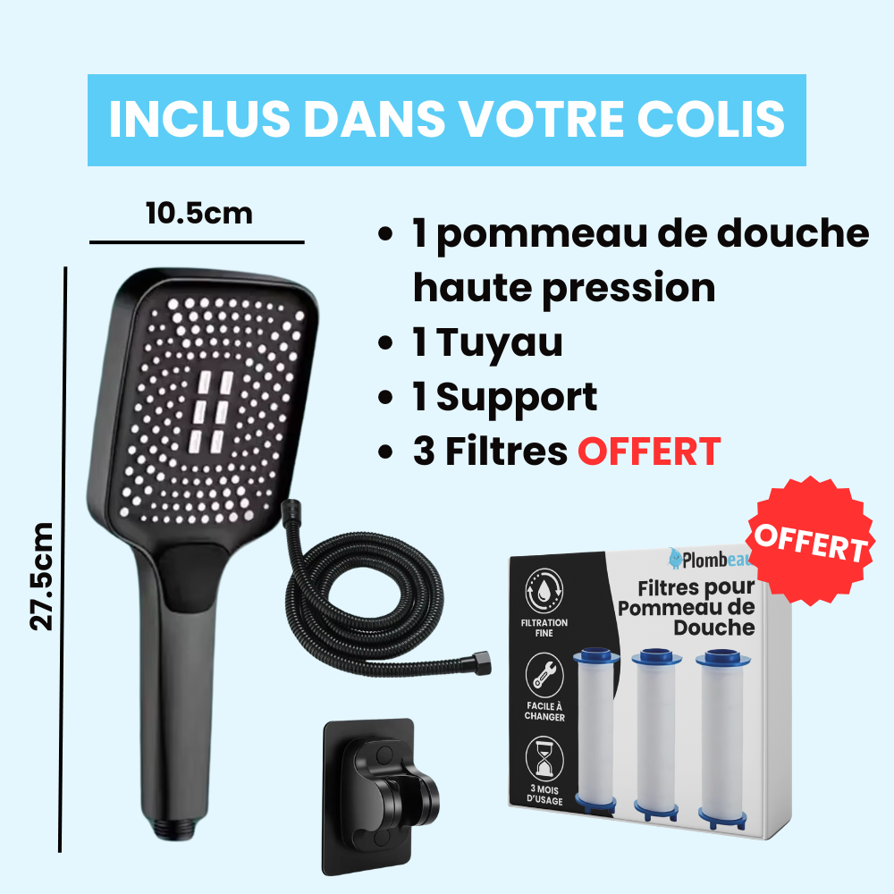 TĂȘte de Douche Rectangle Large Haute Pression