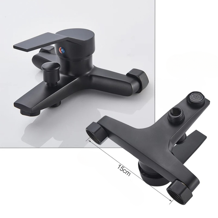 Robinet Baignoire Noir 3 Modes de Jets