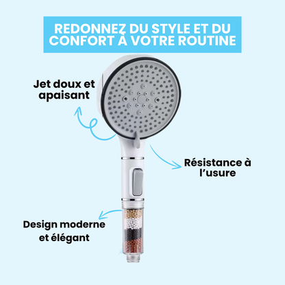 Pommeau de Douche Anti Calcaire Gris