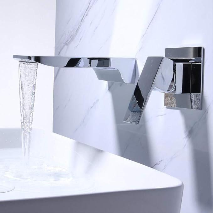 Mitigeur Lavabo Encastrable Effet Cascade Doré
