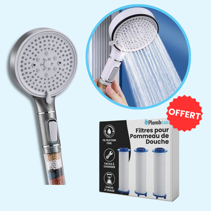 Pommeau de Douche Anti Calcaire Gris