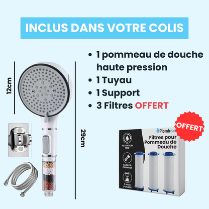 Pommeau de Douche Anti Calcaire Noir