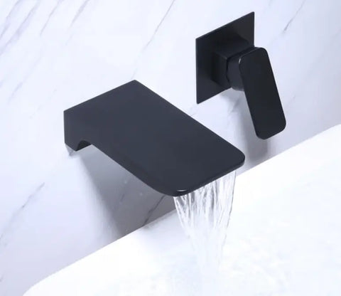 Mitigeur Lavabo Encastrable Effet Cascade Noir
