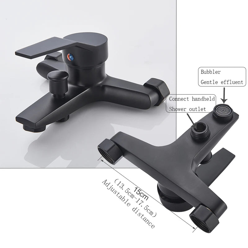 Robinet Baignoire Noir 3 Modes de Jets