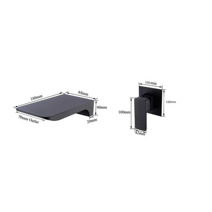 Mitigeur Lavabo Encastrable Effet Cascade Noir