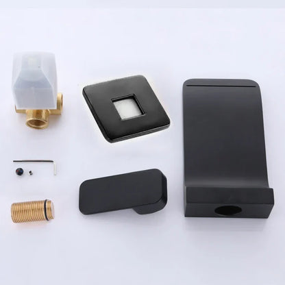 Mitigeur Lavabo Encastrable Effet Cascade Noir