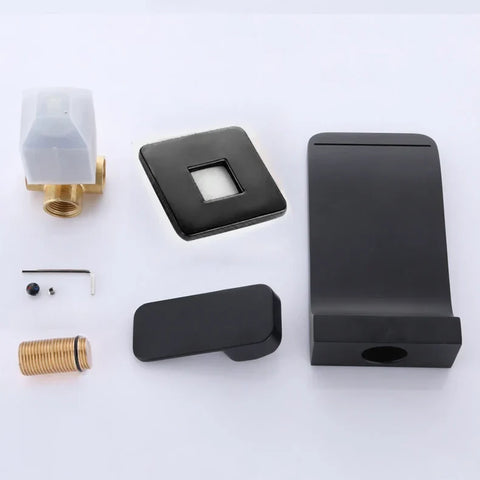 Mitigeur Lavabo Encastrable Effet Cascade Noir
