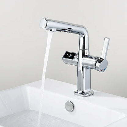 Mitigeur Thermostatique Lavabo Extractible Gris - Chrome