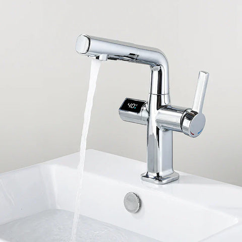Mitigeur Thermostatique Lavabo Extractible Gris