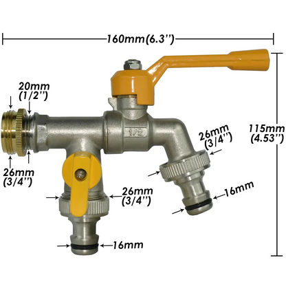 Robinet Antigel Extérieur 2 Sorties en Laiton