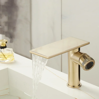 Robinet Cascade Salle De Bain Doré en Laiton