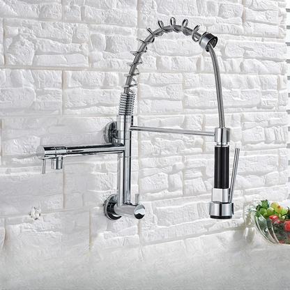 Robinet Cuisine Mural Avec Douchette - Chrome